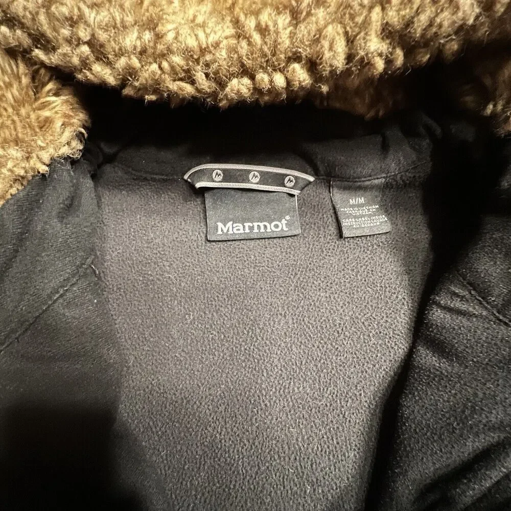 MARMOT WOMEN'S FURLONG BLACK FAUX FUR FLEECE LINED VEST, SIZE M